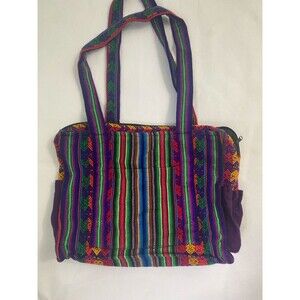 Bohemian Striped Tote Bag Colorful Woven Shoulder Bag